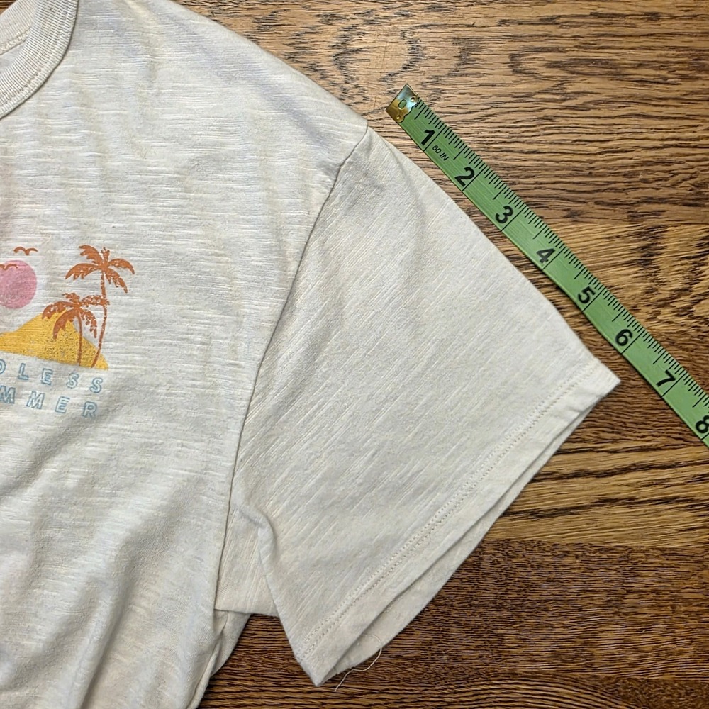 Arizona Body Sleepwear Sz S "Endless Summer" Tropical Palm Trees Cropped White - Picture 3 of 8